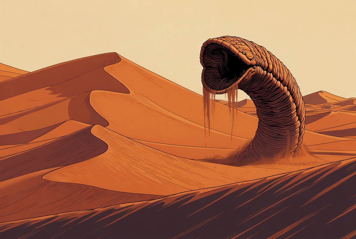 Image d'un ver de sable de Dune dans mes inspirations